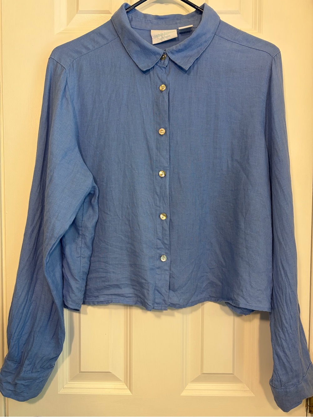 Cynthia Rowley 100% Linen Blue Button Front Shirt Women’s Large